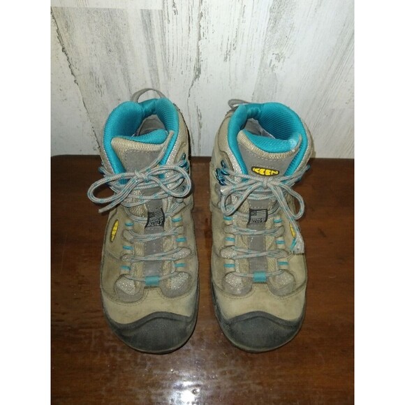 KEEN DURAND MID BROWN/TEAL LEATHER WATERPROOF BOOTS  WOMEN’S SZ 9 (1011555) - Picture 4 of 10